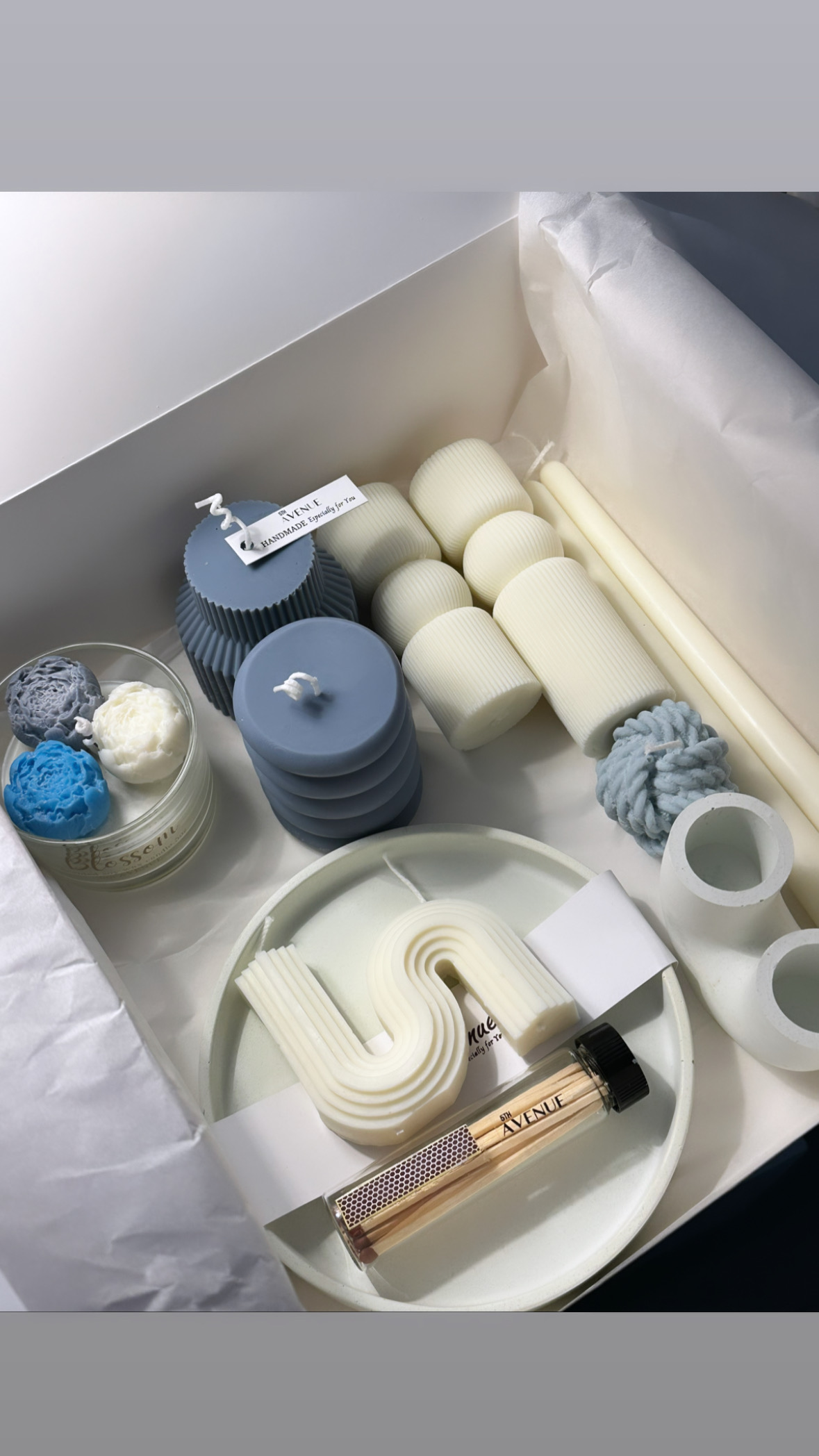 GREY DECOR CANDLES LARGE BOX