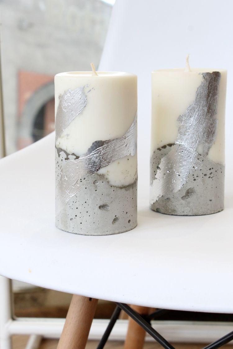 Concrete pillar candle