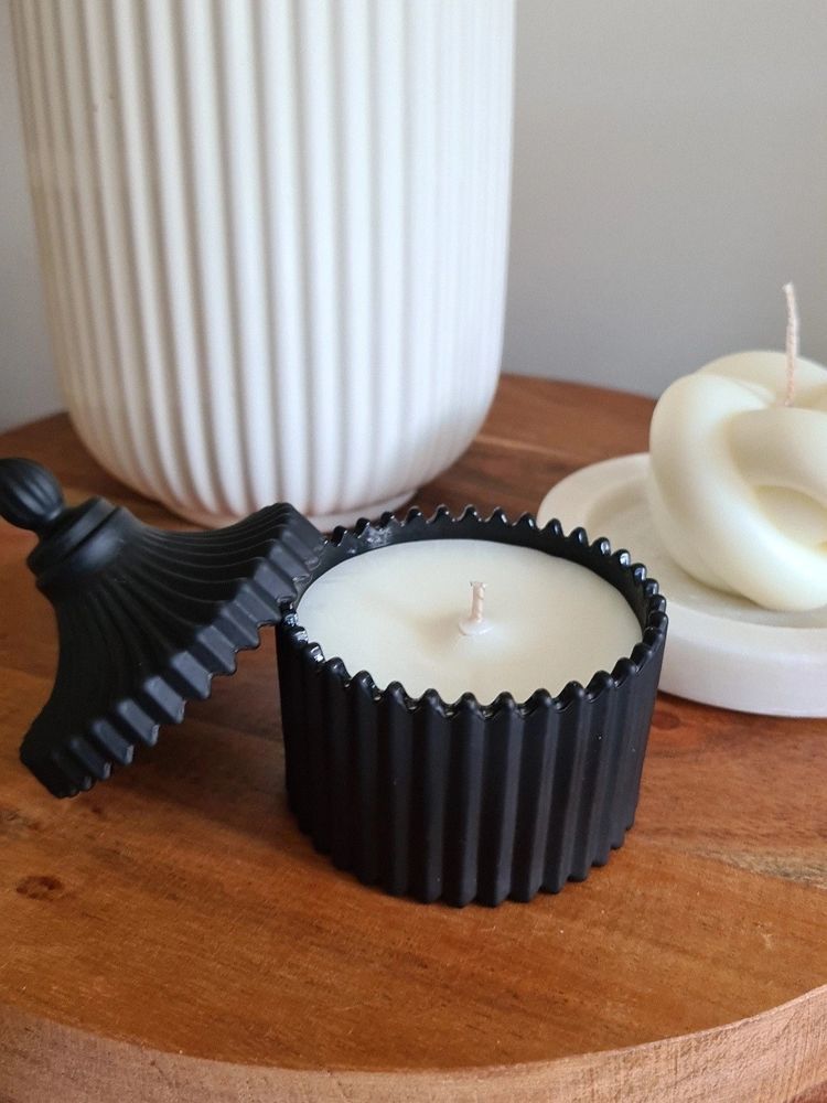 GRID STONE JAR CANDLE 