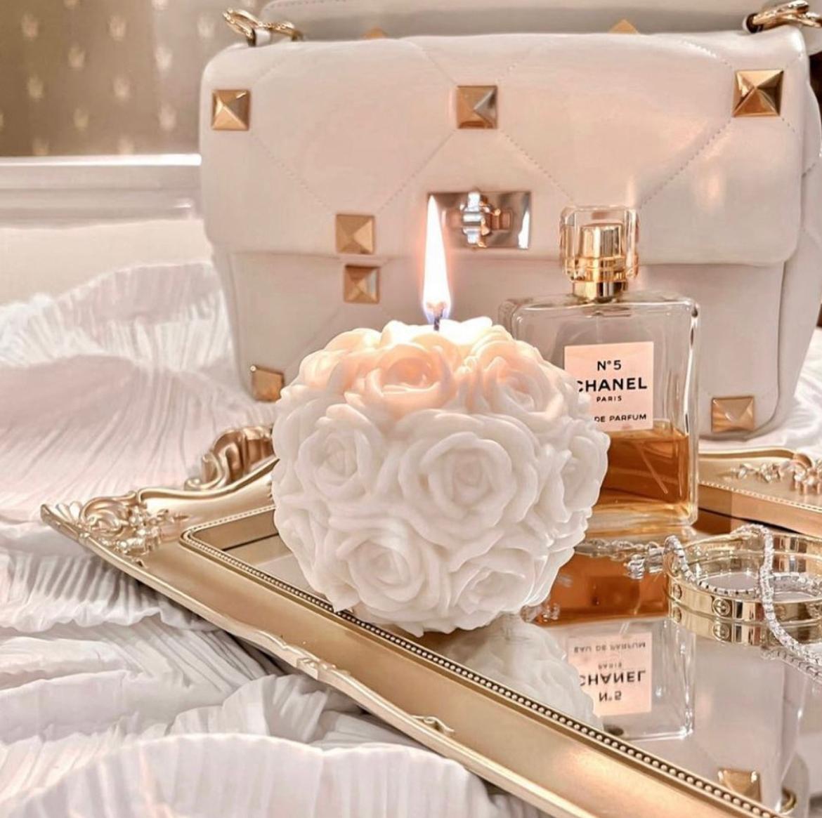 LARGE ROSE BALL CANDLE