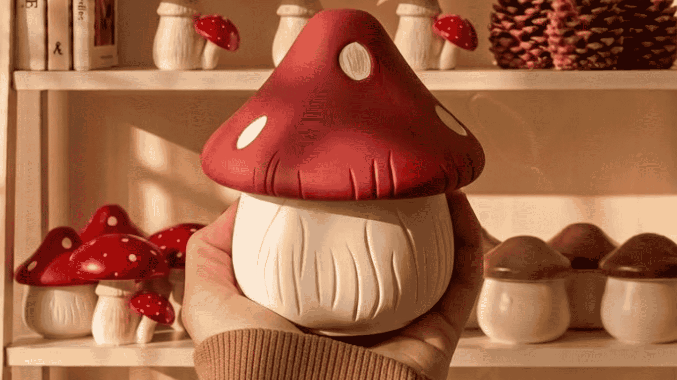 Mushroom jar candle