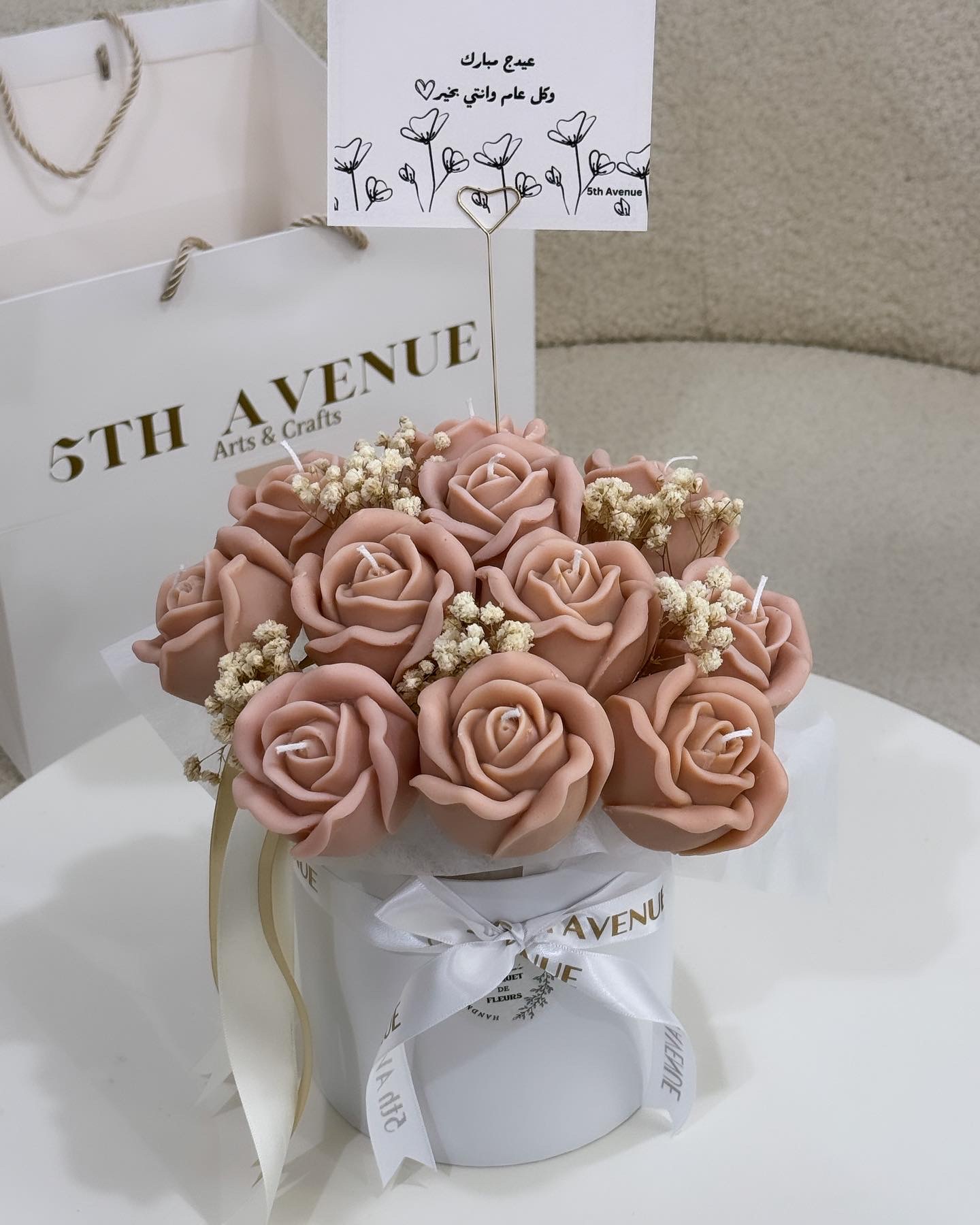 Roses candle flower bouquet